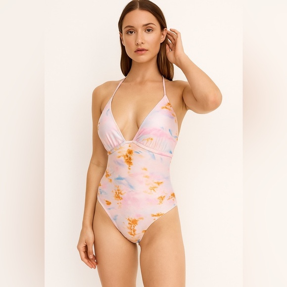 DOO AUSTRALIA deep V plunging neck One Piece Swimsuit in Astral high waisted M - Picture 1 of 10